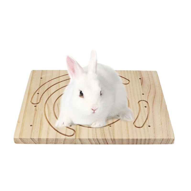Litewoo Rabbit Scratch Board Foot Pad Mat Chew Toy Grinding Claws Teeth Natural Wood for Small Animal Rabbit Hamster Chinchilla Guinea Pig Ferret Gerbil Bunny Rat Cage Accessories (A) - Image 1